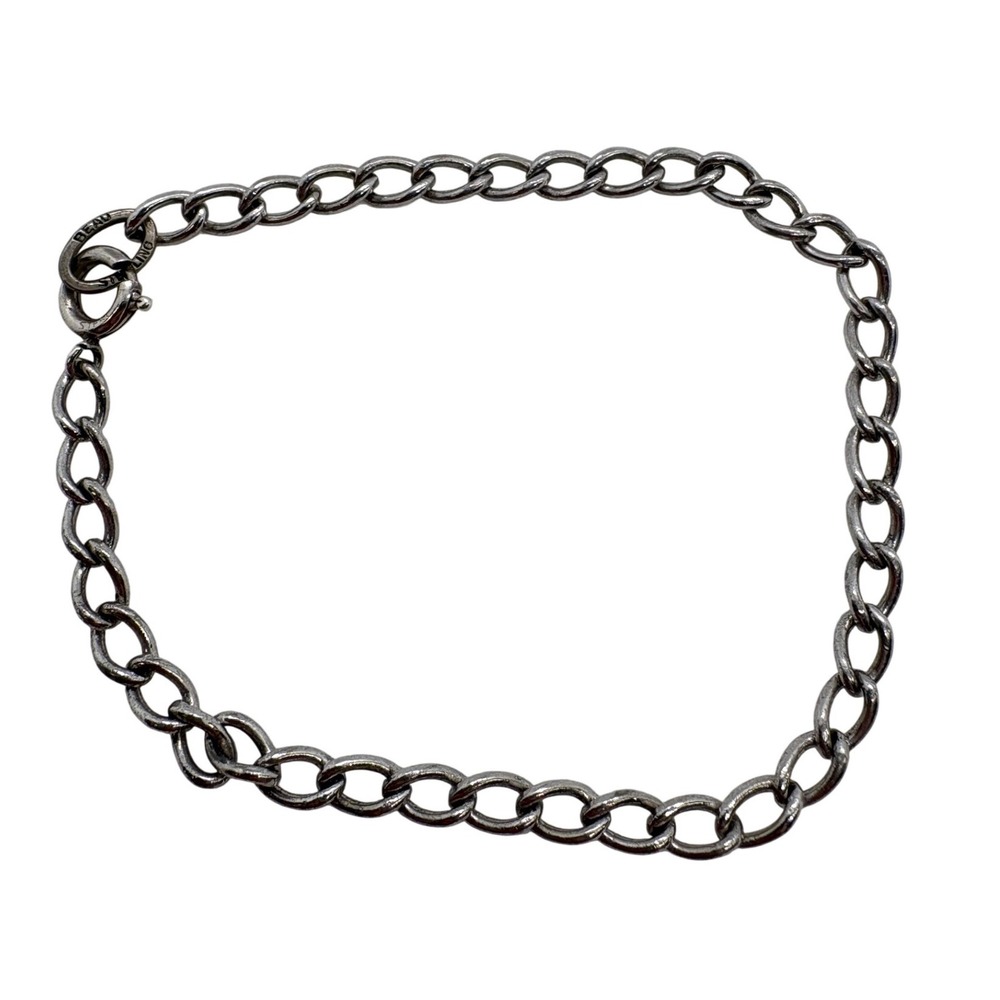 Beau Sterling Silver Tone Curb Chain Bracelet 7 Inch Magnetic 4.67g